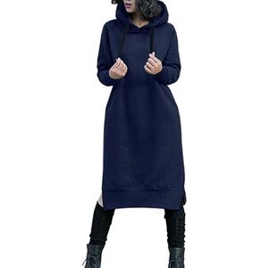 Women's Thick Long Fleece sweater String Hoodie Dress Pullover (choseSZ/color)